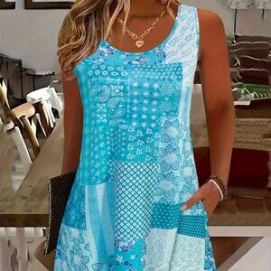 Blue Floral Summer Dress